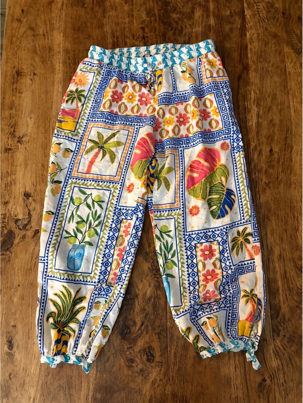 Farm Rio Style Rachel Zoe Tropical Print Lightweight Lounge Pants Small
